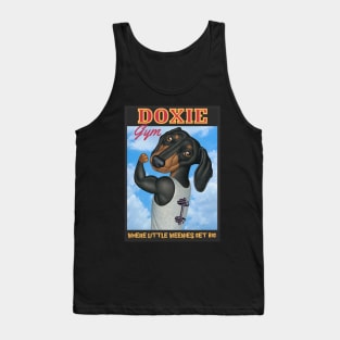 Cute Doxie at the gym where little weenies get big Tank Top